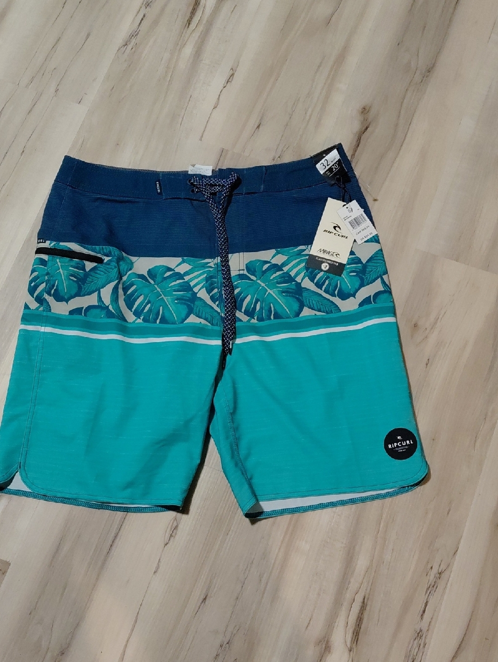 Rip Curl Teal and Navy Tropical Board Shorts